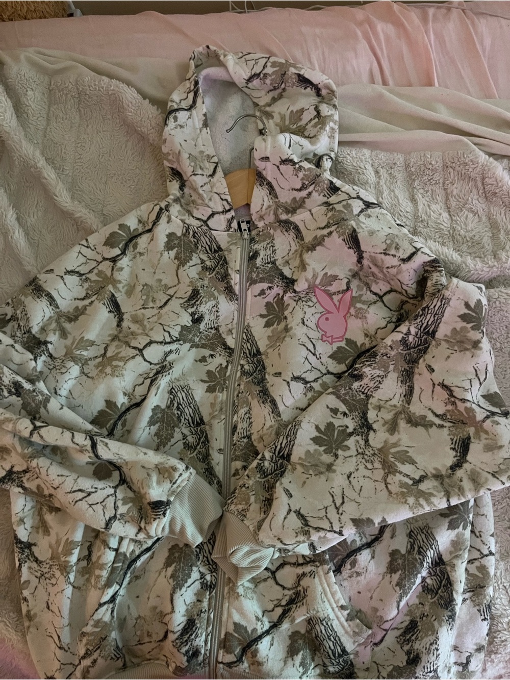 PLAYBOY Pink Logo Camo Zip Hoodie
